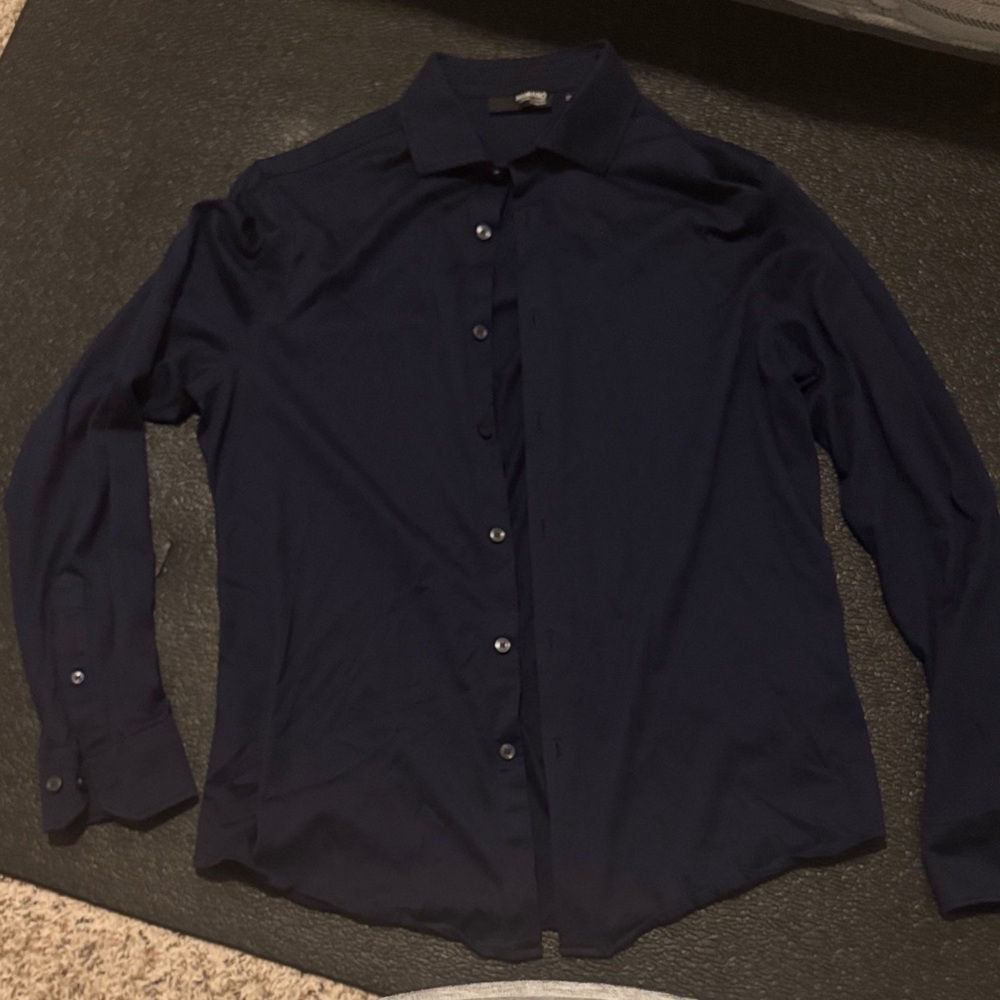 Murano Dark Blue Casual Button Down Shirt